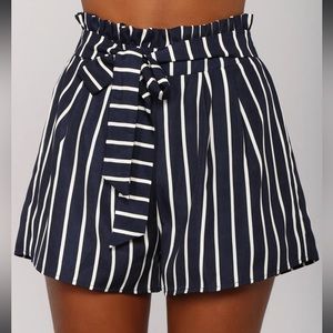 Blue and white striped shorts size medium